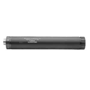 AAC Illusion 9 suppressor in anodized black on white background