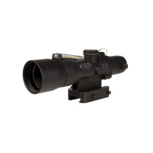 Trijicon Compact ACOG 3x30 illuminated amber chevron scope with Q-LOC mount, matte black