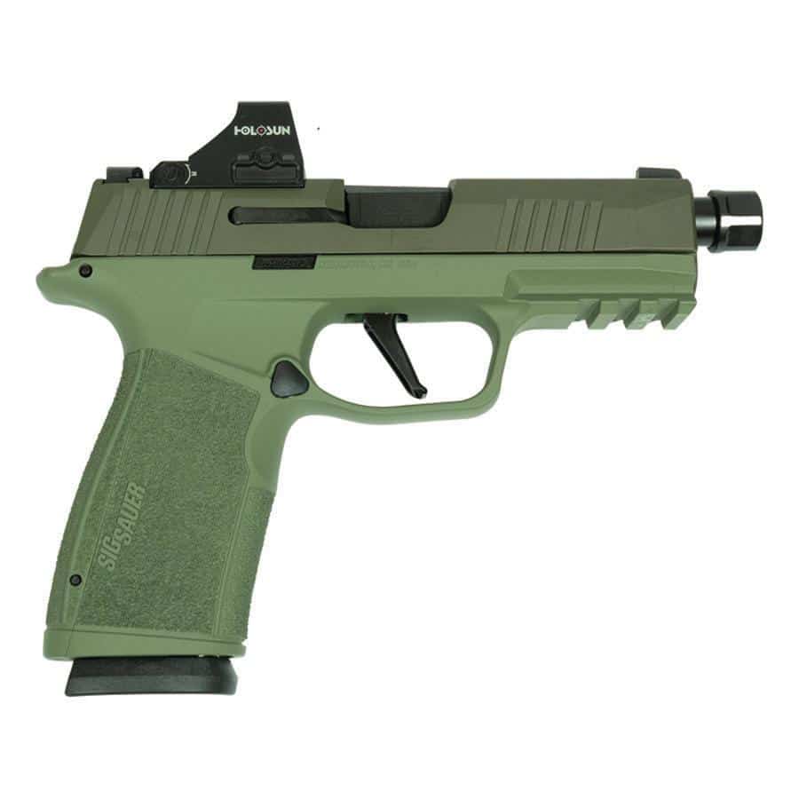 Sig Sauer P365 XMacro 9mm two-tone green TB with optic right-side view