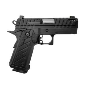 Live Free Armory Apollo 11 V2 9mm subcompact pistol in black Cerakote with ported barrel and tritium sights