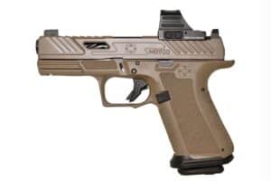 Shadow Systems MR920 Elite 9mm 4in FDE pistol with factory Holosun 507C red dot