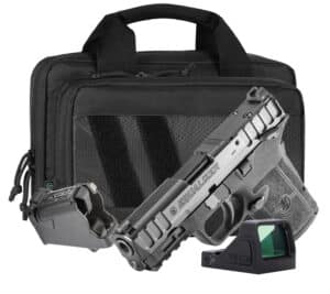 Smith & Wesson Equalizer 9mm micro-compact pistol with Viridian RFX11 and Savior bag