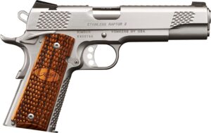 Kimber Stainless Raptor II .45 ACP 5 inch pistol zebrawood grips tritium night sights