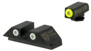 Night Fision GLK001007YGW Tritium Night Sights For Glock  Green Tritium Yellow Outline Front Sight- Green Tritium White Outline Rear Sight Glock 17/17L/19/22