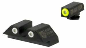 Night Fision GLK003007YGW Tritium Night Sights For Glock  Green Tritium Yellow Outline Front Sight- Green Tritium White Outline Rear Sight Glock 42/43/43X