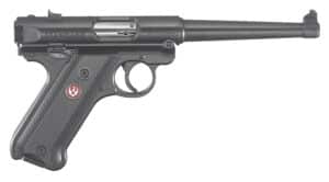 Ruger Mark IV Standard .22 LR 6-inch pistol with checkered synthetic grip