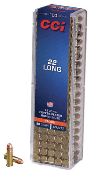 CCI 0029 Target Rimfire 22Long 29gr Copper Plated Round Nose 100 Per Box/50 Case