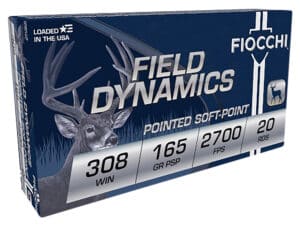 Fiocchi 308D Field Dynamics  308Win 165gr Pointed Soft Point 20 Per Box/10 Case