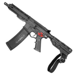 ATI Alpha MX 7.5-inch 5.56MM with 60-round windowed magazine, flip-up sights and rear brace