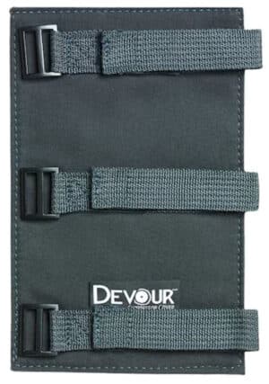 Banish Devour 9-inch suppressor cover in black showing adjustable straps and textured finish