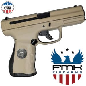 FMK Firearms 9C1G2-FAT 9mm 4 inch Desert Sand pistol with Bulldog medallion grip
