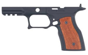 Sharps Bros grip module for Springfield Echelon with black anodized finish and Brazilian Cherry panels