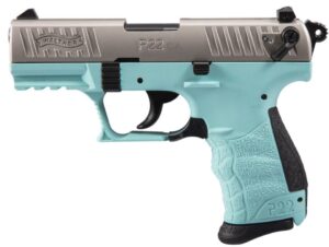 Walther P22 CA .22 LR 3.42in Angel Blue polymer frame nickel slide