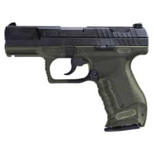 Walther P99 AS Final Edition 9mm pistol with OD green frame and black engraved slide