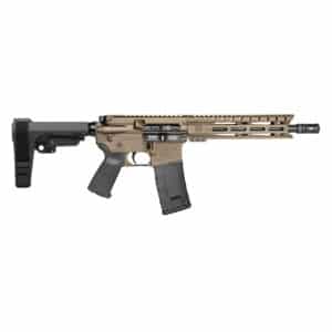 Diamondback DB15 Carbon .300 AAC Blackout pistol in Flat Dark Earth with SBA3 brace and 9-inch M-LOK handguard
