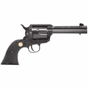 Chiappa 1873 engraved black revolver with 4.75-inch barrel and 6-shot cylinder