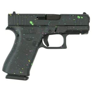 Glock 43X Multi-Color Paint Splatter 9mm pistol right-side view