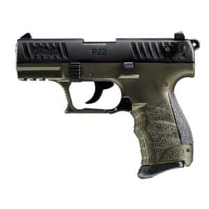 Walther P22Q Military .22 LR pistol with OD green frame and black slide