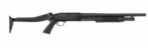 Maverick 88 Security 12ga 18.5 in pump shotgun with ATI top-folding stock, blued finish