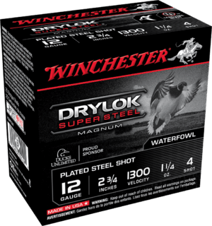 WINCHESTER DRYLOK STL MAG 12G 2-3/4' #4 1-1/4OZ 25RDS