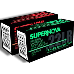 Supernova Tracer Rimfire Ammunition  22 LR 40gr. LRN Green Tracer 50 rd.