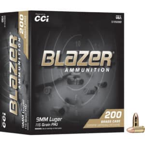 CCI Blazer Brass Pistol Ammo 9mm Luger 115gr. FMJ 200 rd.