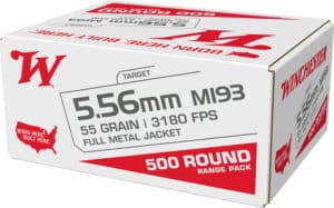 Winchester Ammo WM193500  M193 5.56mm 55gr Full Metal Jacket 500 Per Box/2 Case