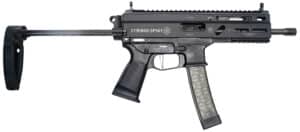 Grand Power Stribog SP9A3 9mm PDW tailhook brace pistol, black, side view