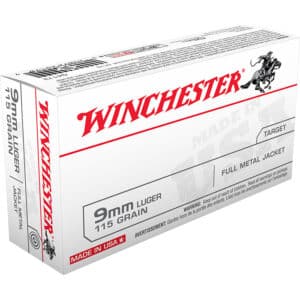 USA White Box 9MM Luger 115 Grain Full Metal Jacket Box of 50