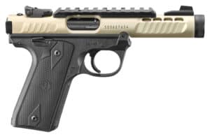 Ruger 43955 Mark IV 22/45 Lite 22 LR 10+1 4.40" Stainless Threaded Barrel, Champagne Anodized Serrated Slide w/Picatinny Rail, Black Anodized Polymer Frame, Black Checkered 1911-Style Grip