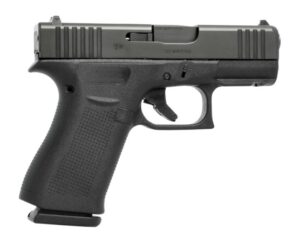 Glock G43X PX4350201FR 9mm sub-compact pistol with serrated nDLC slide and black textured polymer grip