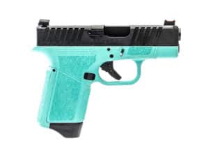 Gforce Arms GF932512RB Rapture  Sub-Compact Frame 9mm Luger 12+1 3.25" Black Barrel, Black Cerakote Steel Optic Cut/Serrated Slide, Robin Egg Blue Cerakote Polymer Frame, Shield RMSc/RMR Footprint