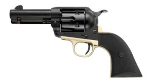 Pietta .38 Super alloy revolver 3.5-inch matte black barrel brass backstrap black checkered grip