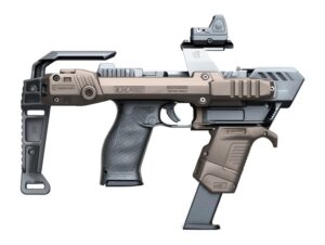 Recover Innovations S-PRO MG Full Kit for PDP in tan showing stabilizer and M-LOK front shroud