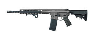 LWRC DI 5.56mm gray AR rifle with 16.1 inch barrel and M-LOK handguard