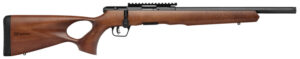 Savage B17 Timber Thumbhole .17 HMR rifle with wood thumbhole stock and matte blued finish