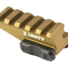 Unity Tactical FAST Accessory Riser Flat Dark Earth mounted on a Picatinny rail