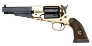 Pietta PF58BR44512 1858 Remington Brass Sheriff 44 Cal 5.5 inch blued octagon barrel brass frame checkered walnut grip
