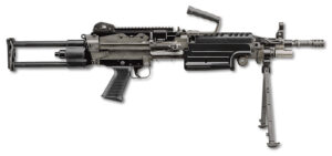 FN M249S PARA 5.56x45mm rifle in black with bipod and folding carry handle