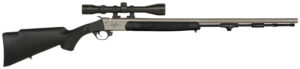 Traditions Pursuit XT 45 Cal 26-inch muzzleloader with black synthetic stock and mounted 3-9x40mm scope