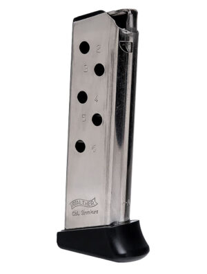 Walther Arms 2246010 PPK 6rd Detachable w/Finger Rest 380 ACP Nickel Steel