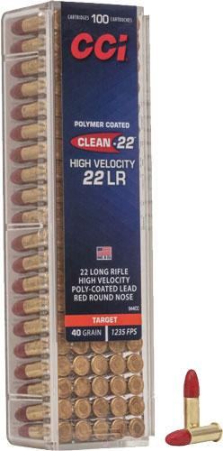 CCI CLEAN 22LR 40GR RED POLY - RN 1235FPS 100RD 50BX/CS