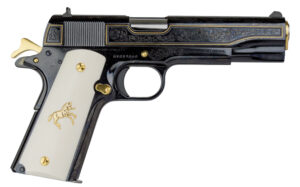 Colt CLT 1911 Classic .38 Super engraved high polish with gold accents and white presentation grips
