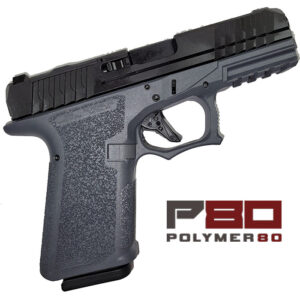 Polymer 80 P80 Compact 9MM with 4-inch barrel, black optic-cut slide and grey frame