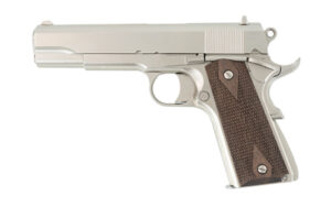 TISAS 1911A1 Stakeout nickel 5-inch barrel walnut grips 9-round