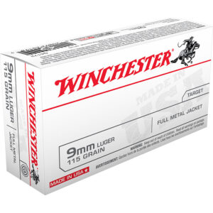 USA White Box 9MM Luger 115 Grain Full Metal Jacket Box of 50
