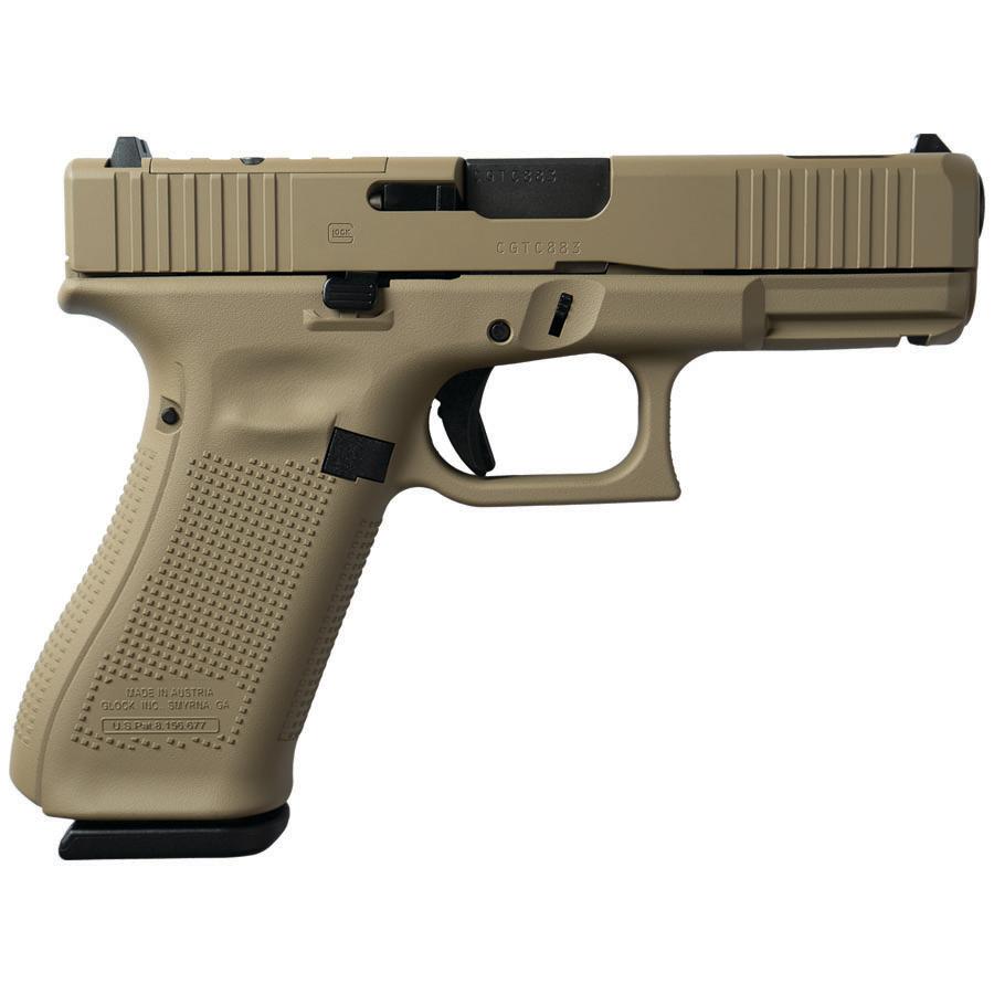 Glock V-Series Model 45 9mm FDE Cerakote 3.7in ported barrel optic-ready right-side view