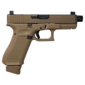 Glock 19x V-Series HUSH slide lock right profile FDE with 4.6in threaded barrel