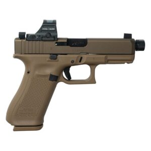 Glock 19X V-Series 9mm with 4.6-inch threaded barrel and Holosun 407C in FDE