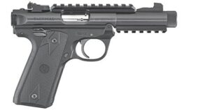 Ruger Mark IV 22/45 Tactical pistol 4.4-inch threaded barrel blued slide black checkered 1911-style grips
